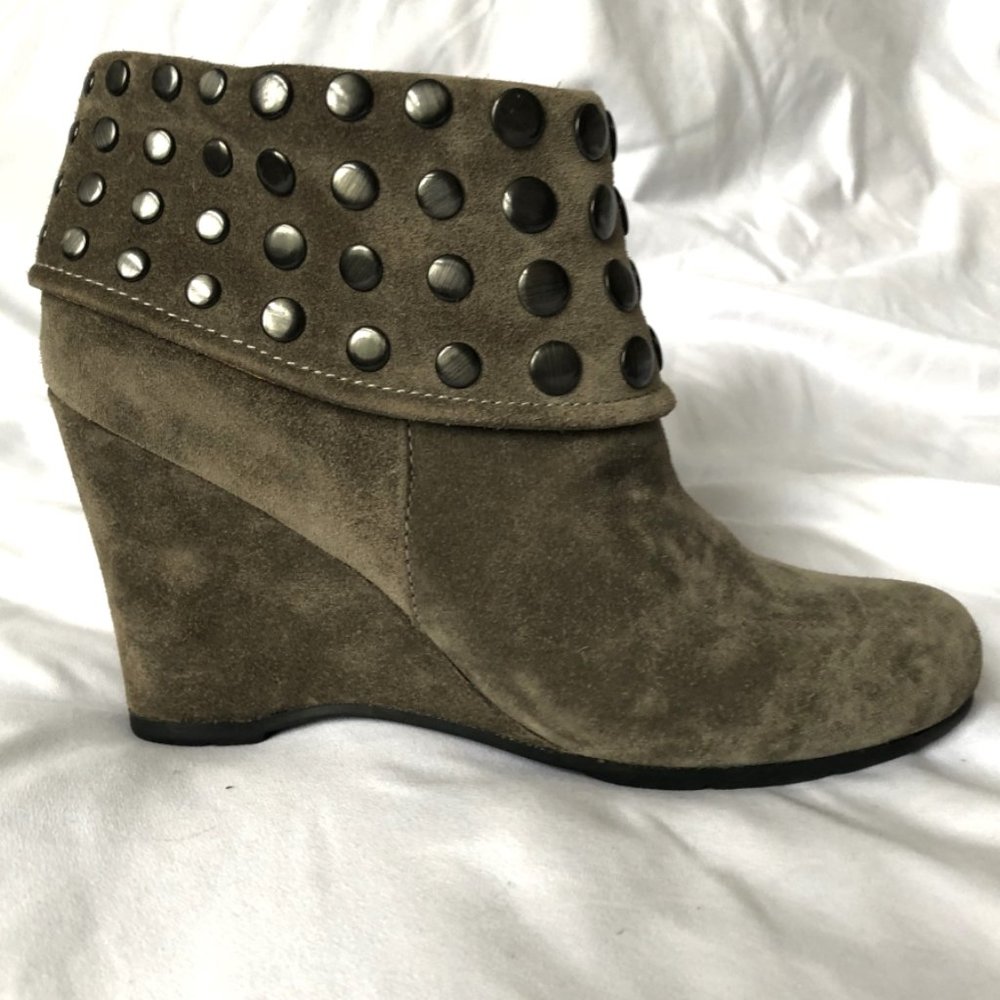 Bussola For Anthropologie Enna Taupe Studded Bootie